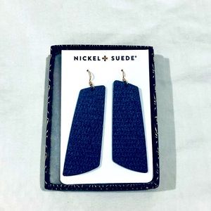 Nickel&Suede Teal Ridge Gem Leather Earrings Genuine Leather